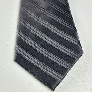 Claiborne Gray Two Tone‎ Ribbed Striped 100% Silk Tie Classic 60"
